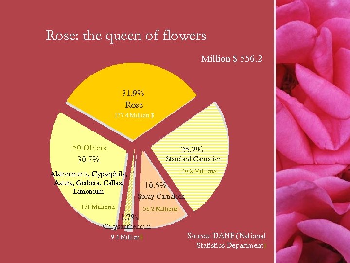 Rose: the queen of flowers Million $ 556. 2 31. 9% Rose 177. 4