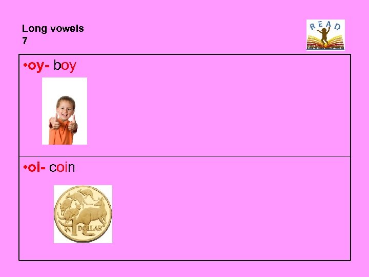 Long vowels 7 • oy- boy • oi- coin 