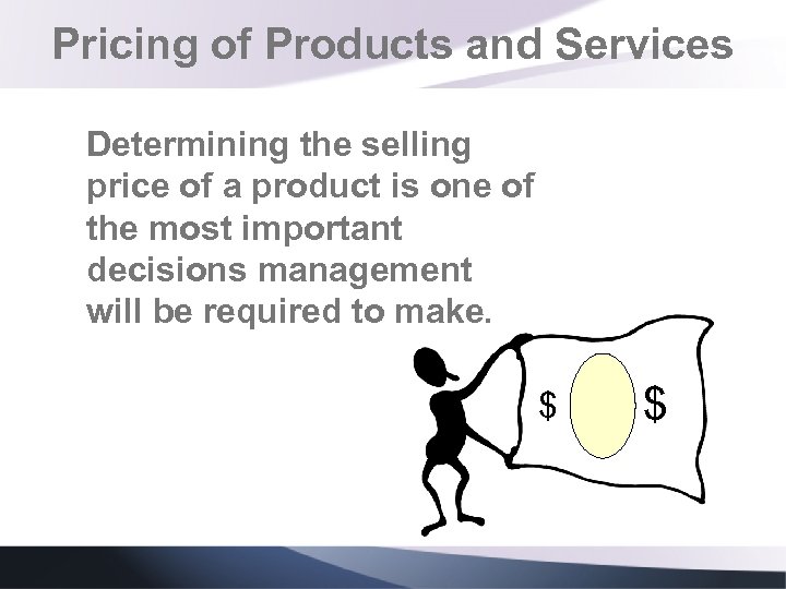 Pricing of Products and Services Determining the selling price of a product is one