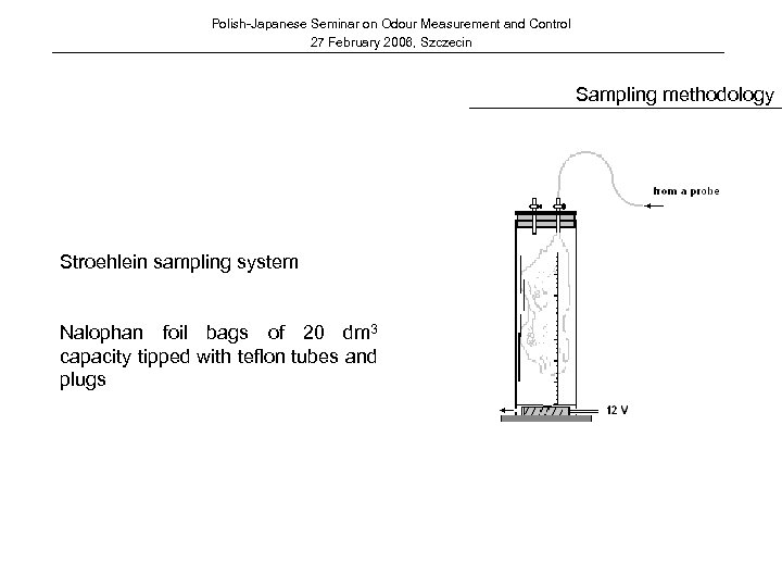 Polish-Japanese Seminar on Odour Measurement and Control 27 February 2006, Szczecin Sampling methodology Stroehlein