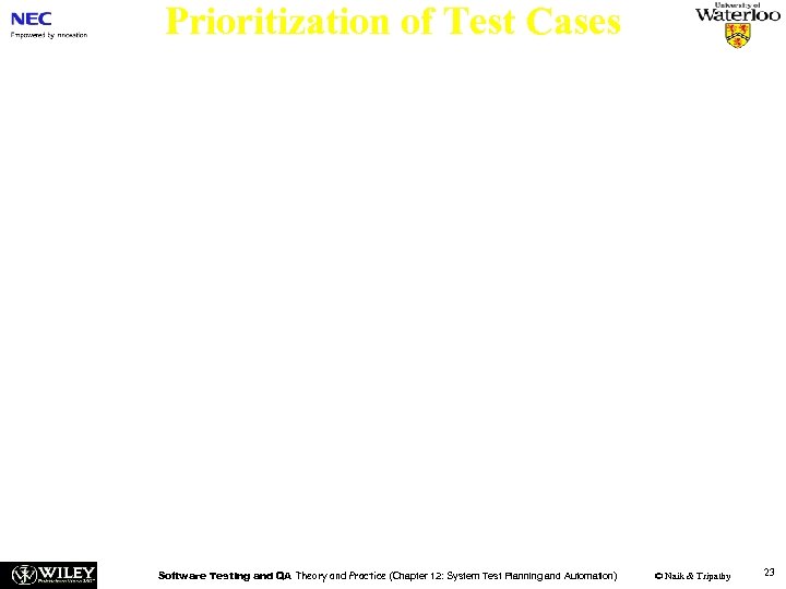 Prioritization of Test Cases n Test Prioritization in Test Cycle 2 – Principle: Test