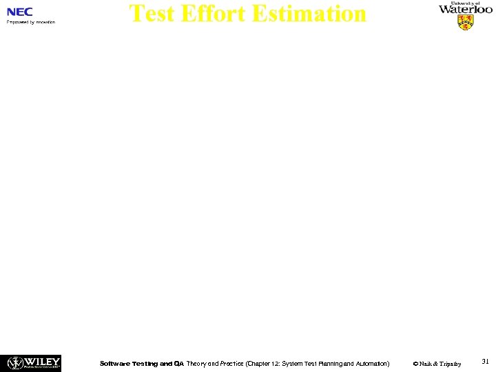 Test Effort Estimation n Estimation of Number of test cases – Estimation of Number