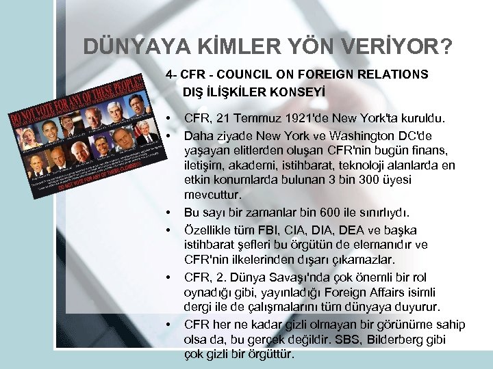 DÜNYAYA KİMLER YÖN VERİYOR? 4 - CFR - COUNCIL ON FOREIGN RELATIONS DIŞ İLİŞKİLER