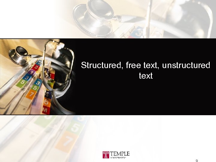Structured, free text, unstructured text 