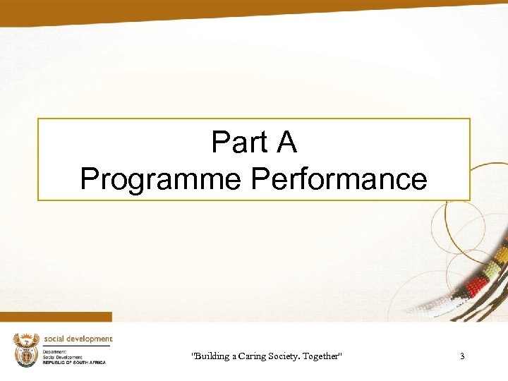 Part A Programme Performance 