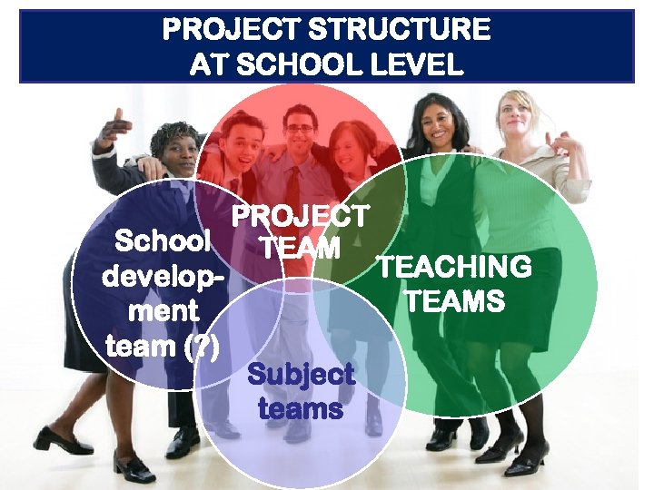 PROJECT STRUCTURE AT SCHOOL LEVEL PROJECT School TEAM TEACHING develop. TEAMS ment team (?