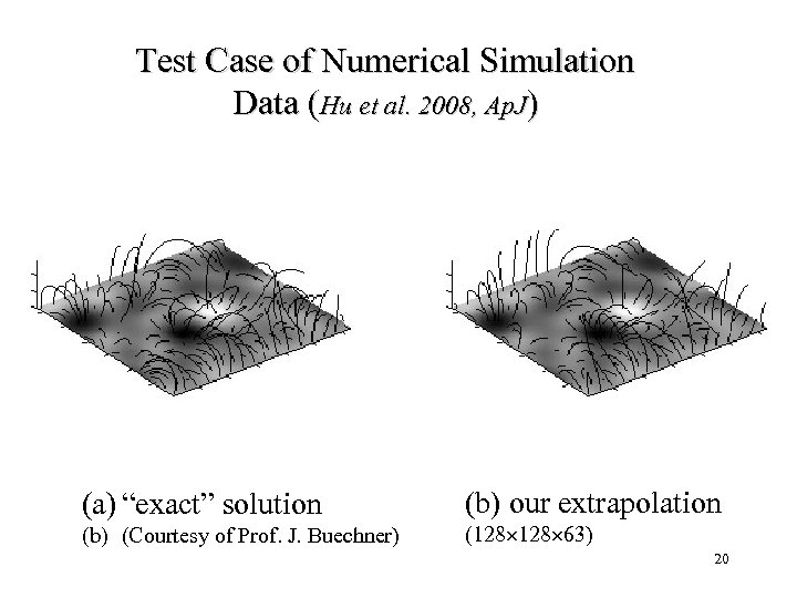 Test Case of Numerical Simulation Data (Hu et al. 2008, Ap. J) (a) “exact”