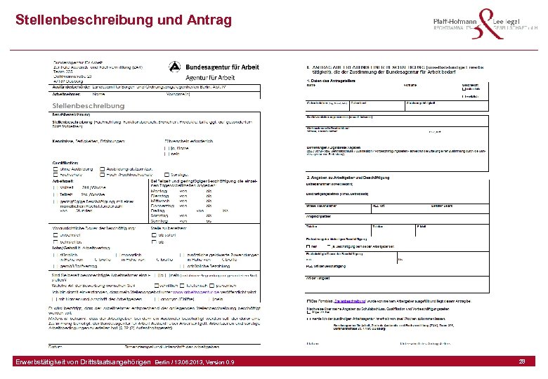 Stellenbeschreibung und Antrag GFA Release Kredit I Frankfurt (Main) / 06. 07. 2010, Version