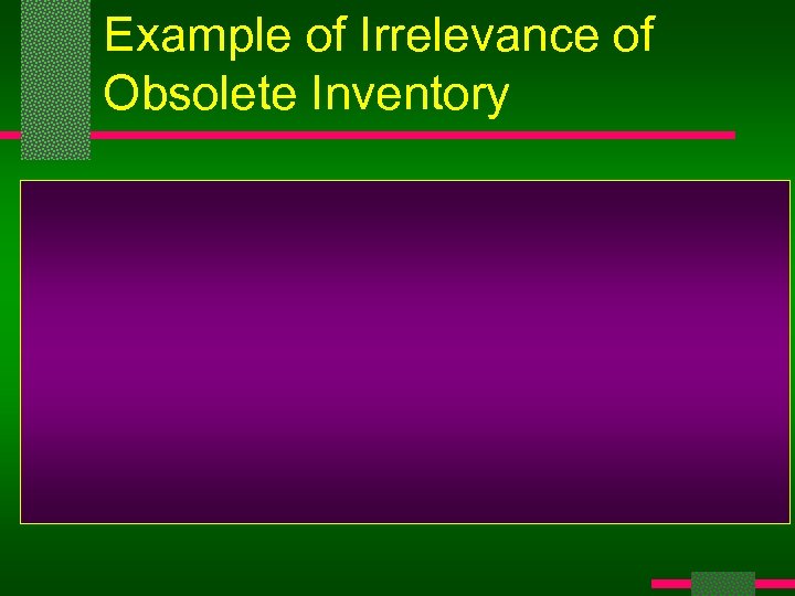 Example of Irrelevance of Obsolete Inventory 