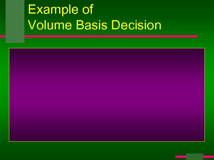 Example of Volume Basis Decision 