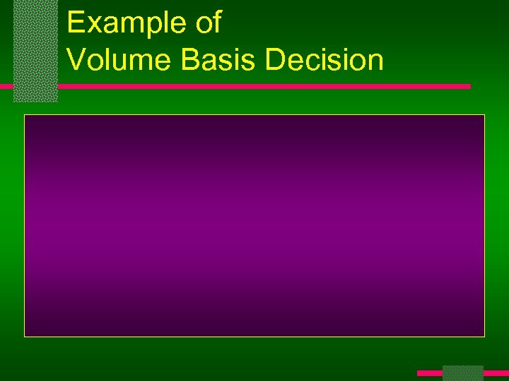 Example of Volume Basis Decision 