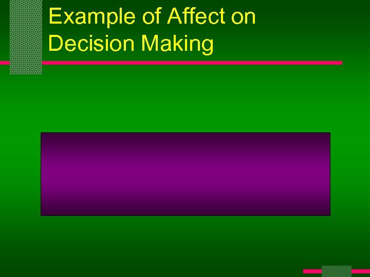 Example of Affect on Decision Making 