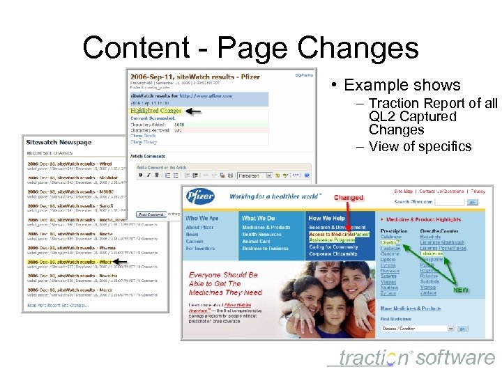 Content - Page Changes • Example shows – Traction Report of all QL 2
