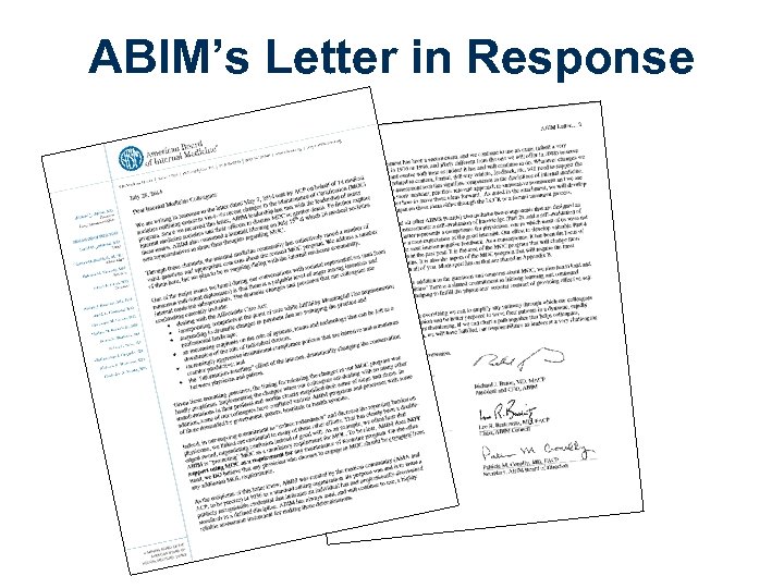 ABIM’s Letter in Response 