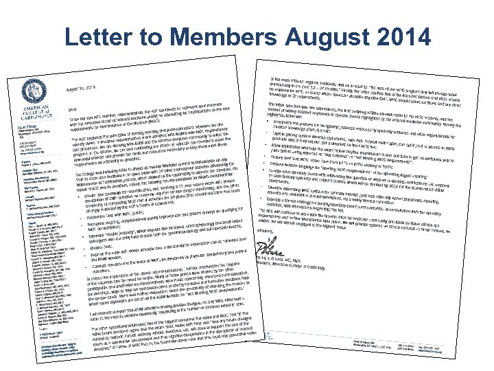 Letter to Members August 2014 