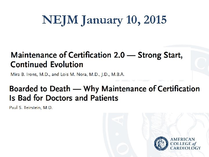 NEJM January 10, 2015 