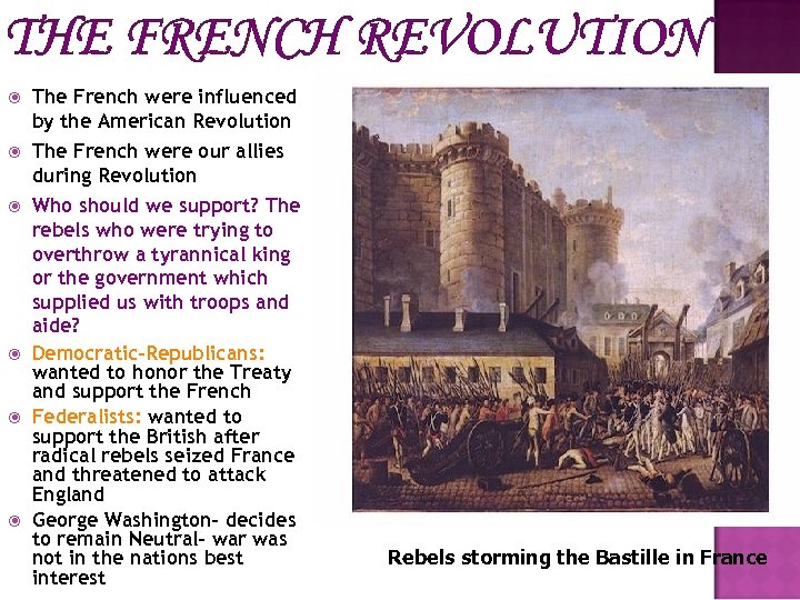 THE FRENCH REVOLUTION The French were influenced by the American Revolution The French were