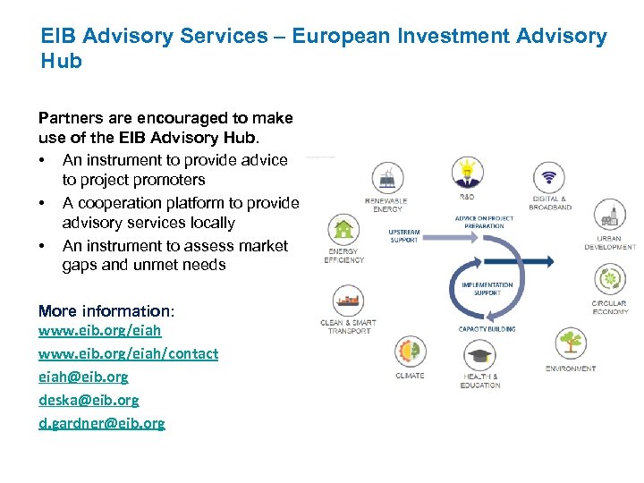 EIB Advisory Services – European Investment Advisory Hub Partners are encouraged to make use
