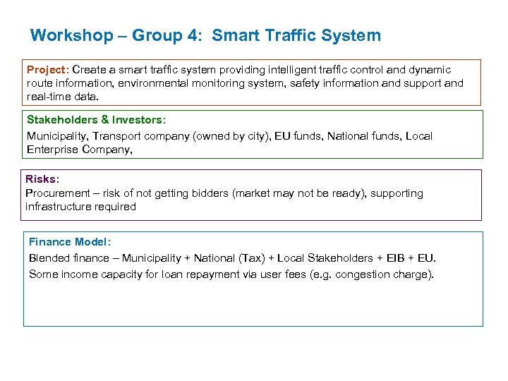 Workshop – Group 4: Smart Traffic System Project: Create a smart traffic system providing