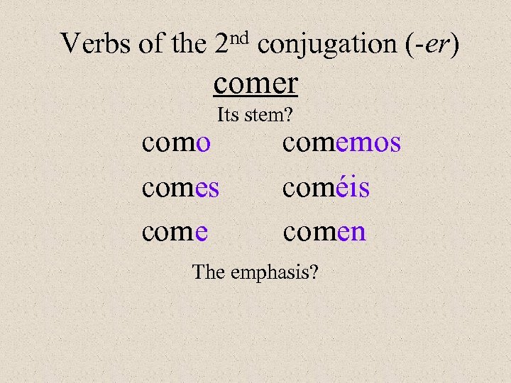 Verbs in the Present Tense Los verbos en