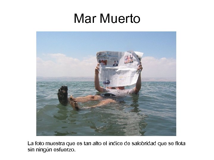Mar Muerto La foto muestra que es tan alto el índice de salobridad que