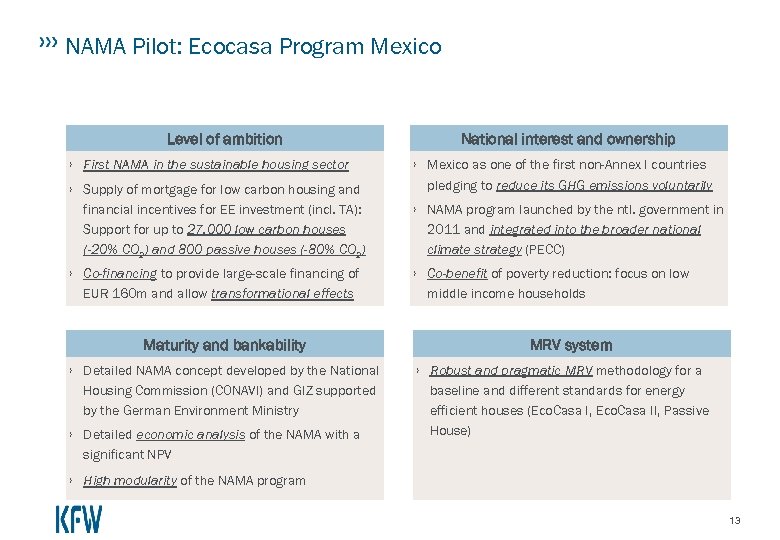 NAMA Pilot: Ecocasa Program Mexico Level of ambition › First NAMA in the sustainable