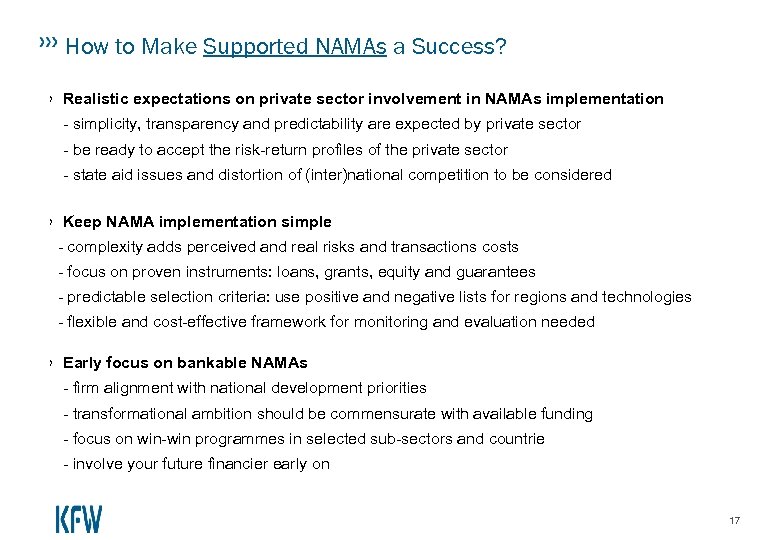 How to Make Supported NAMAs a Success? › Realistic expectations on private sector involvement