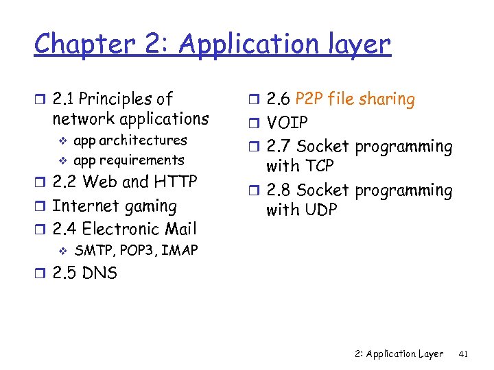 Chapter 2: Application layer r 2. 1 Principles of network applications v v app