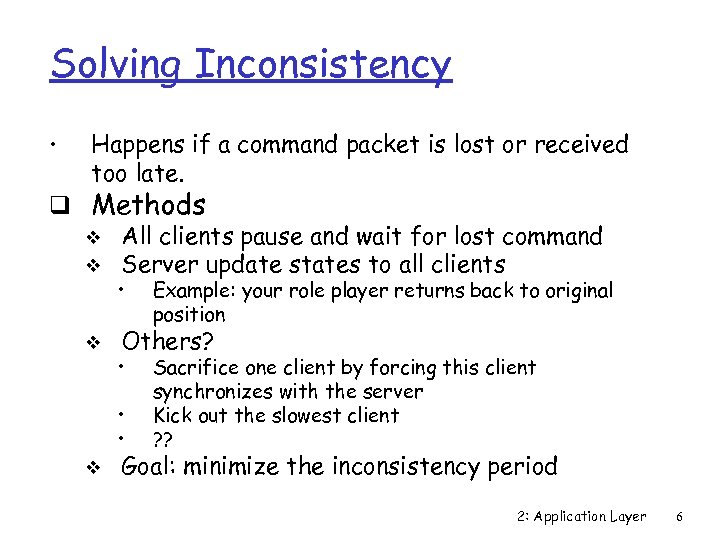 Solving Inconsistency • Happens if a command packet is lost or received too late.
