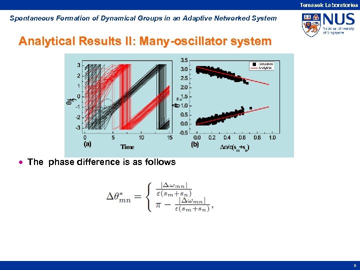 Temasek Laboratories Spontaneous Formation of Dynamical Groups in an Adaptive Networked System Analytical Results