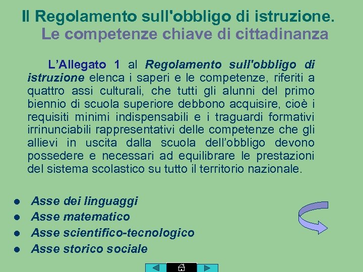 Il Regolamento sull'obbligo di istruzione. Le competenze chiave di cittadinanza L’Allegato 1 al Regolamento