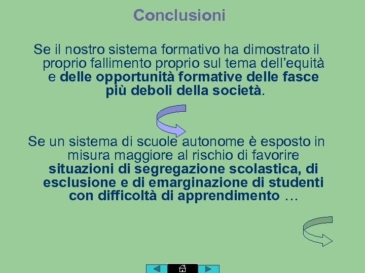 Conclusioni Se il nostro sistema formativo ha dimostrato il proprio fallimento proprio sul tema