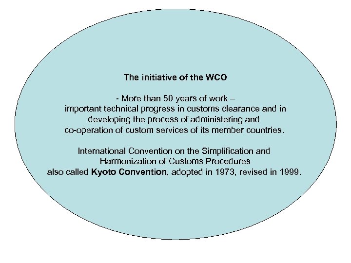 The initiative of the WCO - More than 50 years of work – important