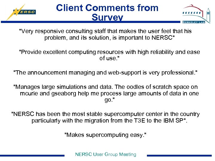 Client Comments from Survey 