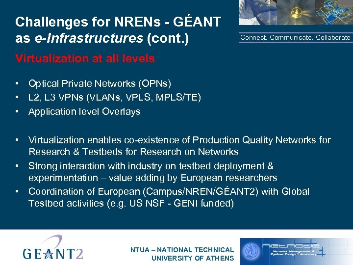 Challenges for NRENs - GÉANT as e-Infrastructures (cont. ) Connect. Communicate. Collaborate Virtualization at