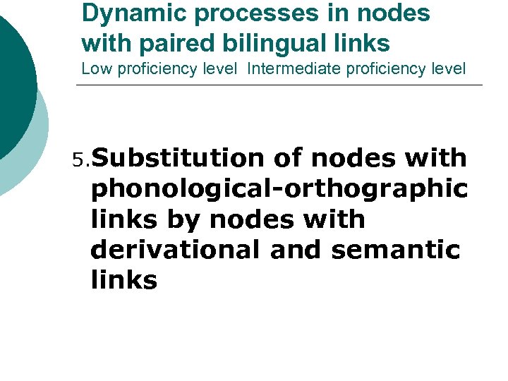 Dynamic processes in nodes with paired bilingual links Low proficiency level Intermediate proficiency level