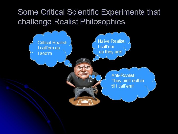 Some Critical Scientific Experiments that challenge Realist Philosophies Critical Realist: I call’em as I