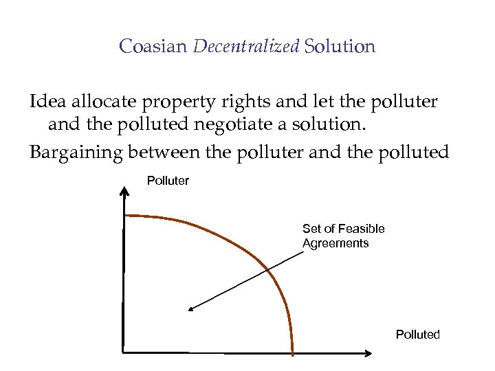 Coasian Decentralized Solution Idea allocate property rights and let the polluter and the polluted