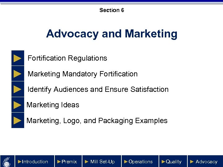 Section 6 Advocacy and Marketing ► Fortification Regulations ► Marketing Mandatory Fortification ► Identify