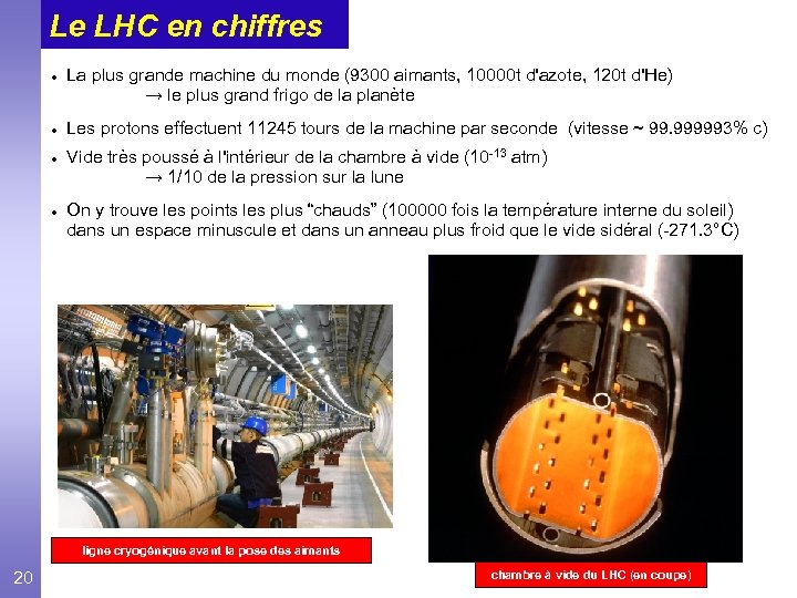 Le LHC en chiffres La plus grande machine du monde (9300 aimants, 10000 t
