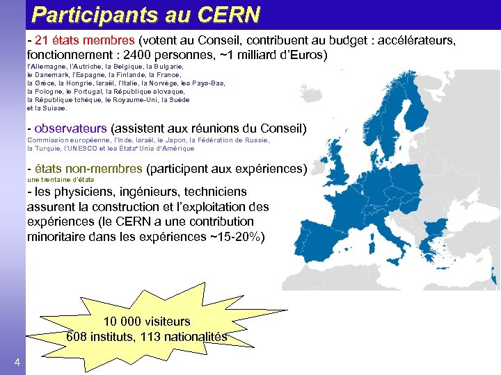 Participants au CERN - 21 états membres (votent au Conseil, contribuent au budget :
