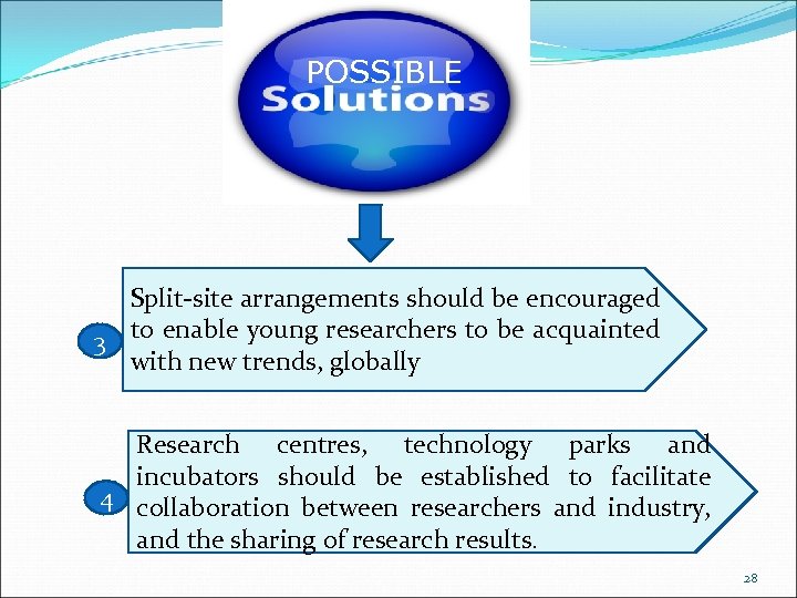 POSSIBLE Split-site arrangements should be encouraged 3 to enable young researchers to be acquainted