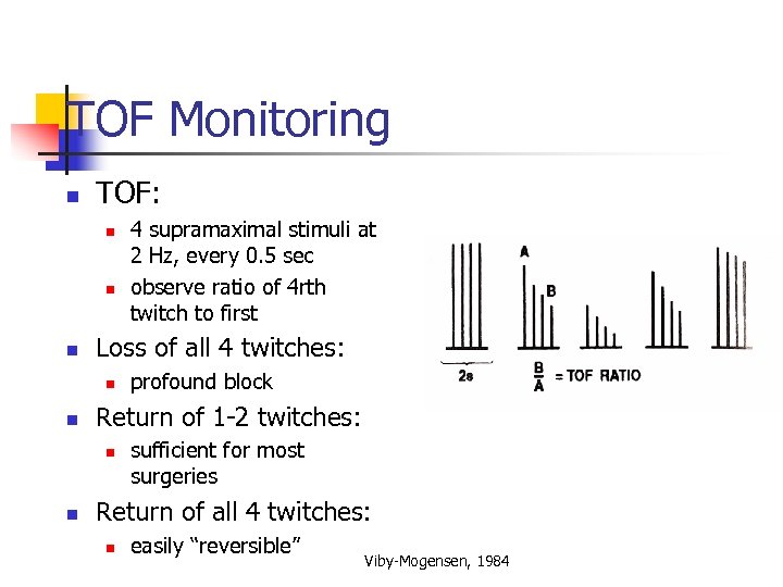 TOF Monitoring n TOF: n n n Loss of all 4 twitches: n n