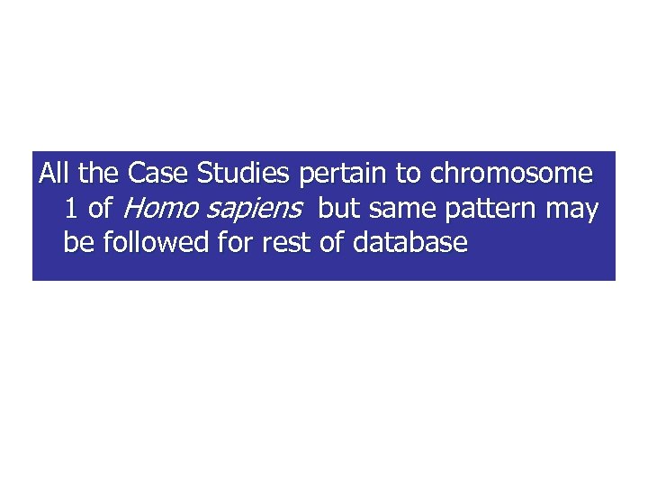 All the Case Studies pertain to chromosome 1 of Homo sapiens but same pattern