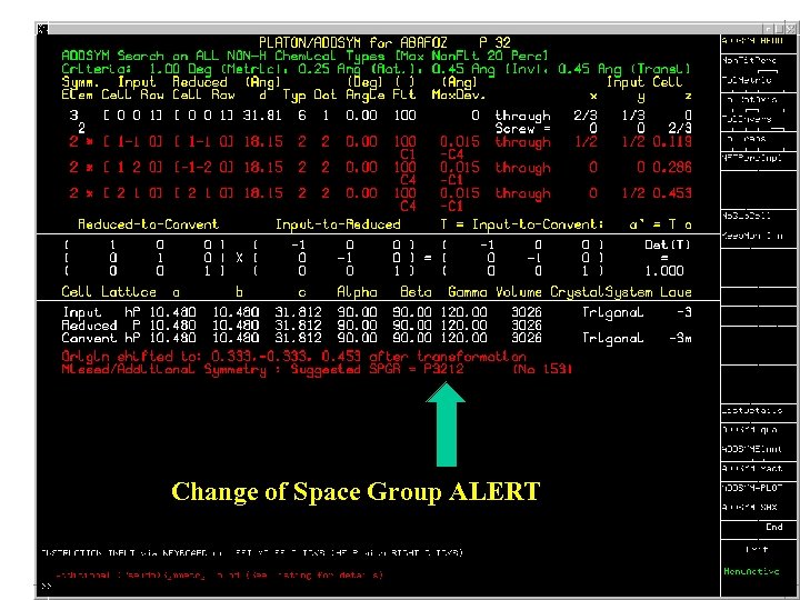 Change of Space Group ALERT 