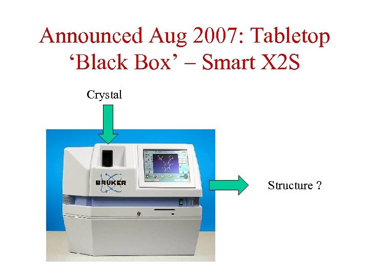 Announced Aug 2007: Tabletop ‘Black Box’ – Smart X 2 S Crystal Structure ?