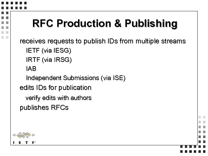 RFC Production & Publishing receives requests to publish IDs from multiple streams IETF (via