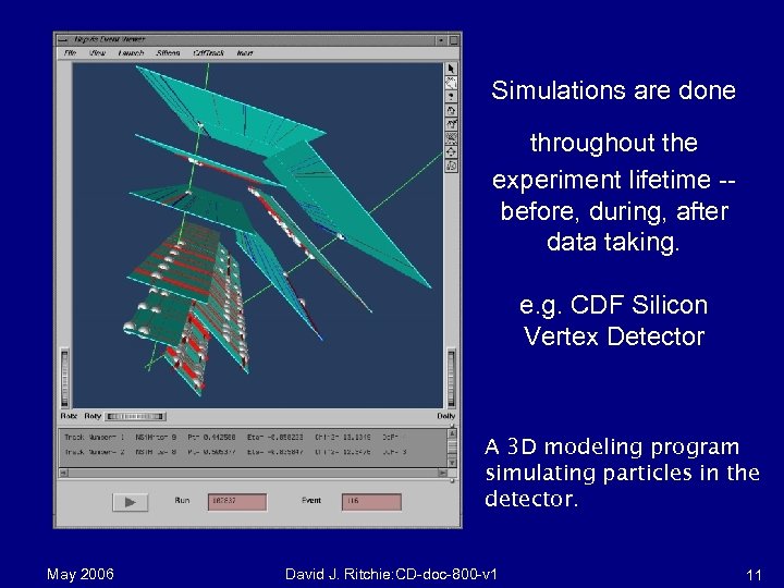 Simulations are done throughout the experiment lifetime -before, during, after data taking. e. g.