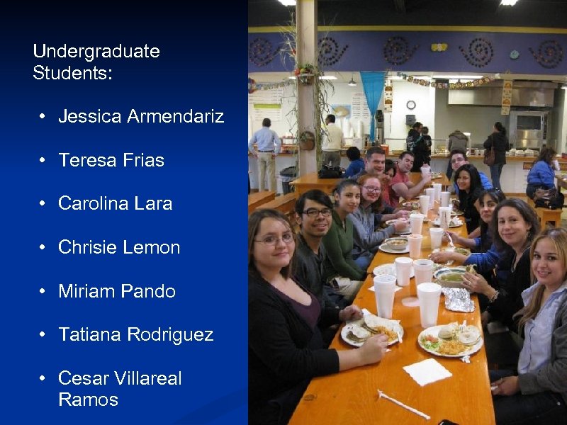 Undergraduate Students: • Jessica Armendariz • Teresa Frias • Carolina Lara • Chrisie Lemon