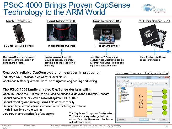 PSo. C 4000 Brings Proven Cap. Sense Technology to the ARM World Touch Buttons: